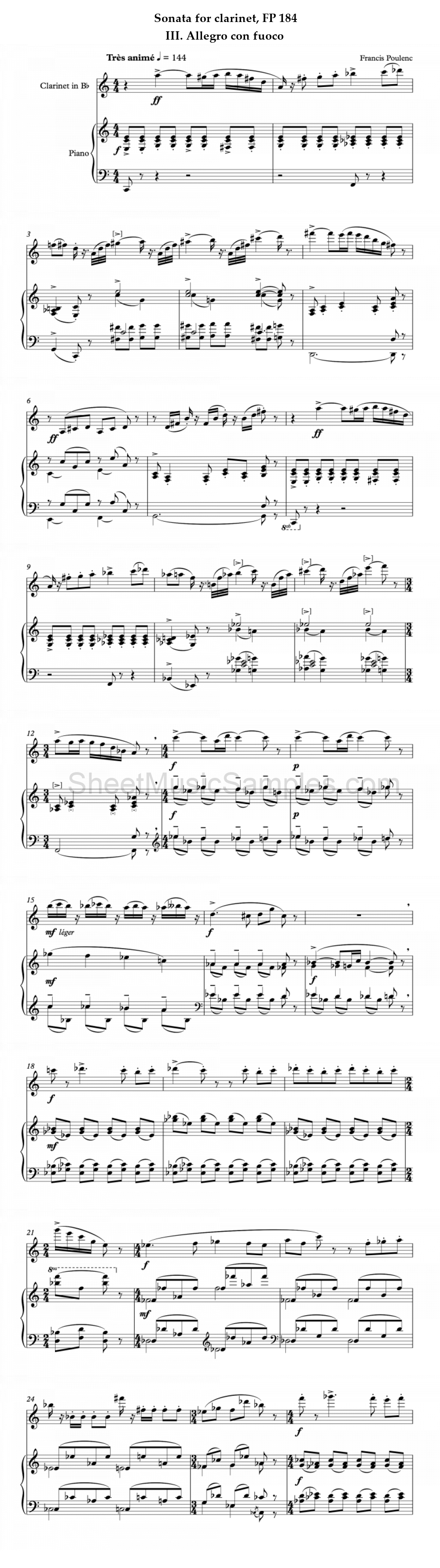 Sonata for clarinet, FP 184 - III. Allegro con fuoco