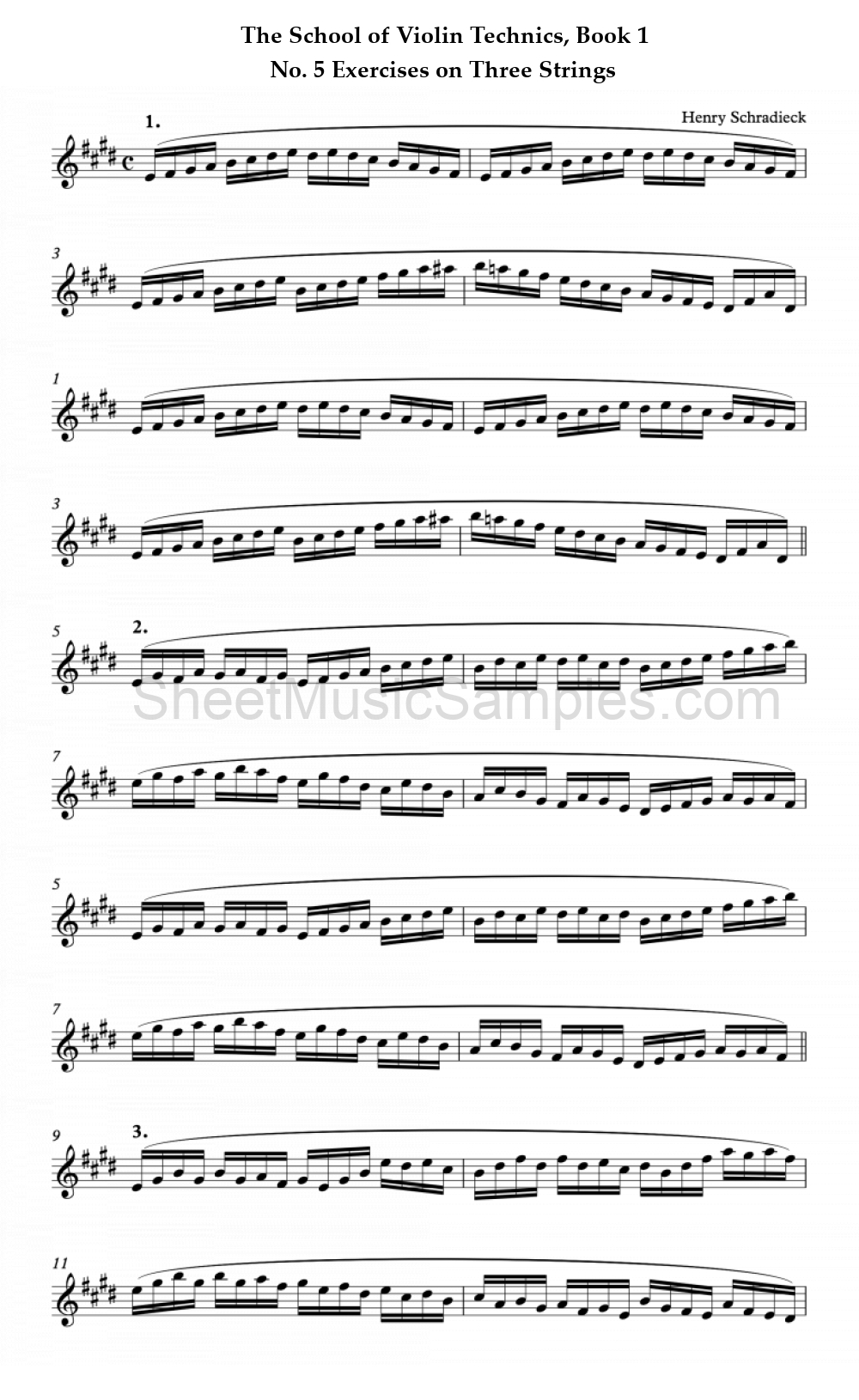 The School of Violin Technics, Book 1 - No. 5 Exercises on Three Strings