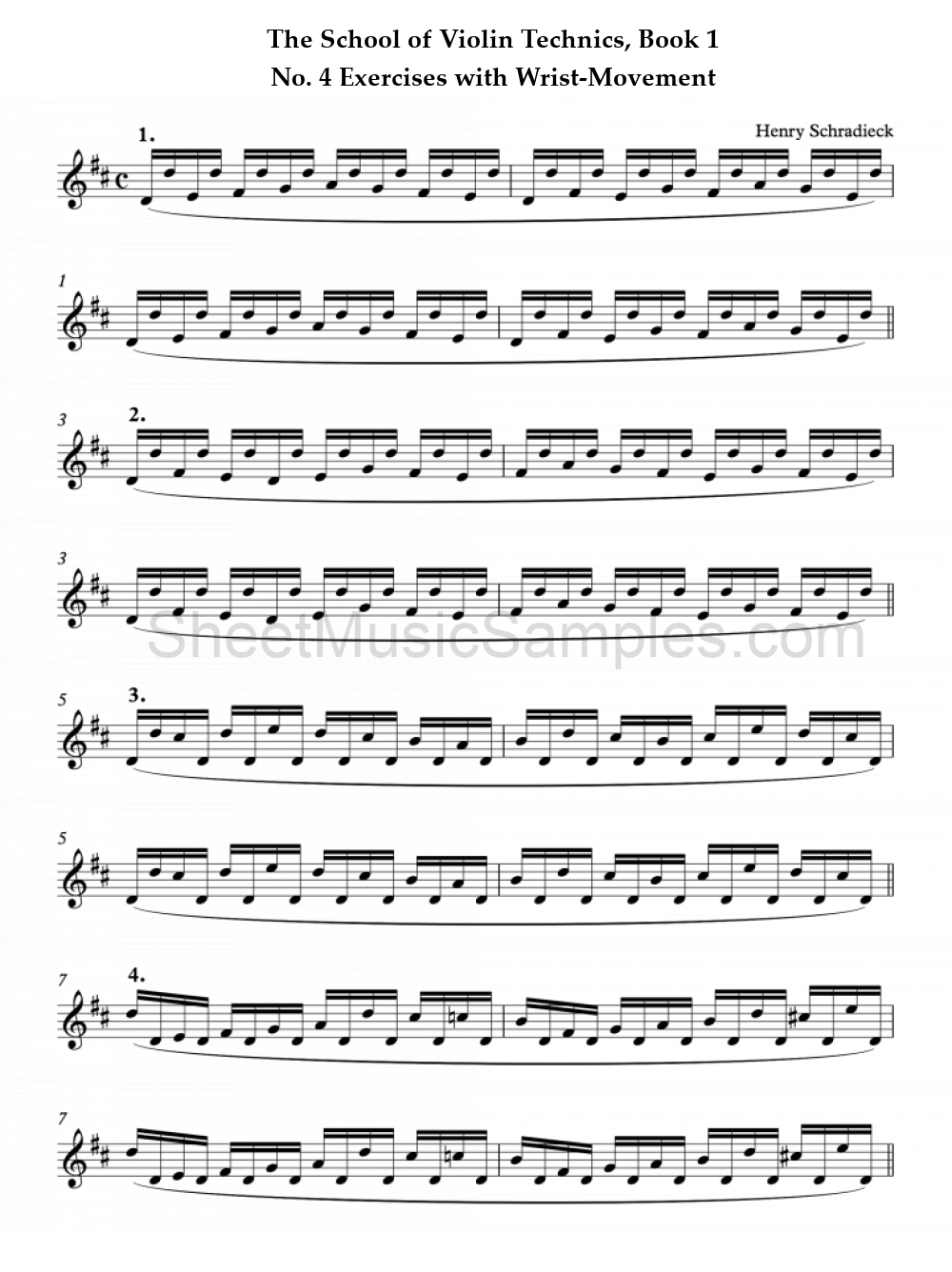 The School of Violin Technics, Book 1 - No. 4 Exercises with Wrist-Movement