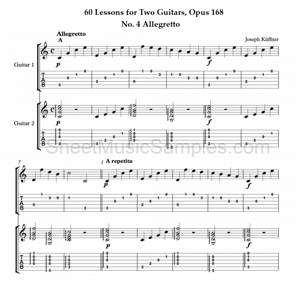 60 Lessons for Two Guitars, Opus 168 - No. 4 Allegretto