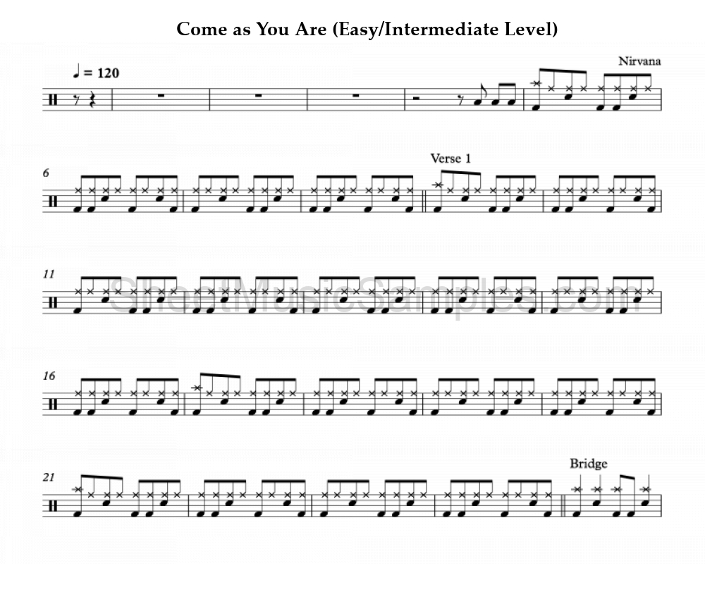 Come as You Are (Easy/Intermediate Level)