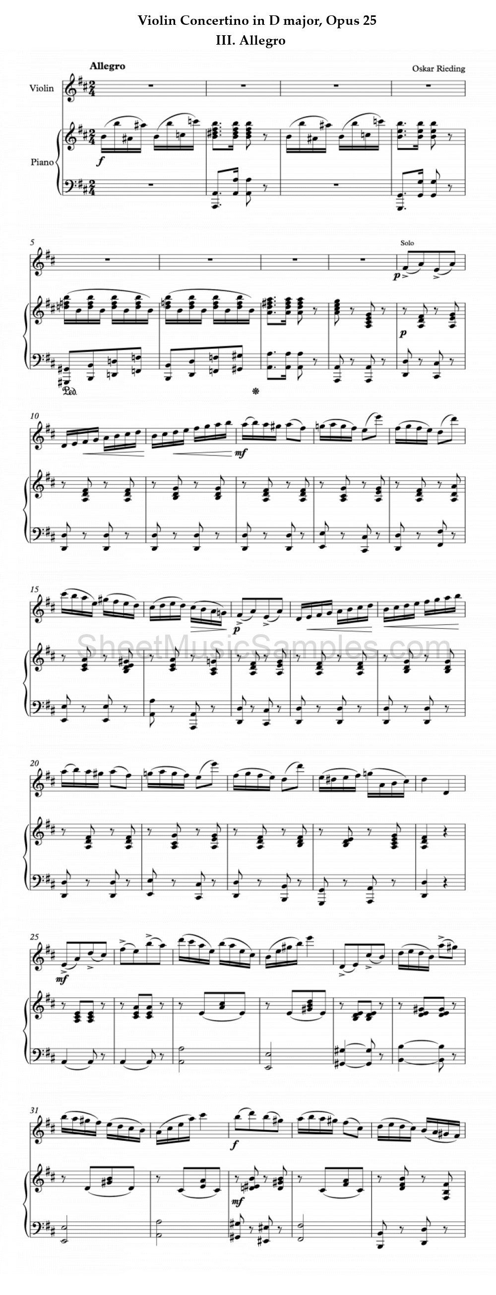 Violin Concertino in D major, Opus 25 - III. Allegro