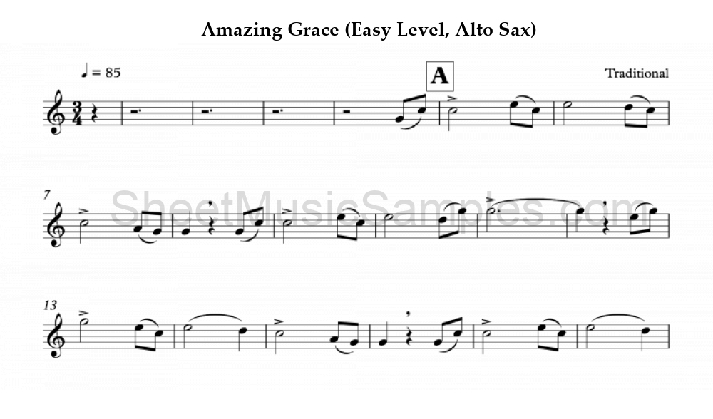 Amazing Grace (Easy Level, Alto Sax)