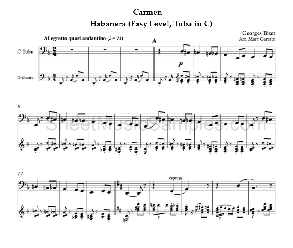 Carmen - Habanera (Easy Level, Tuba in C)