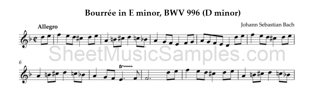 Bourrée in E minor, BWV 996 (D minor)