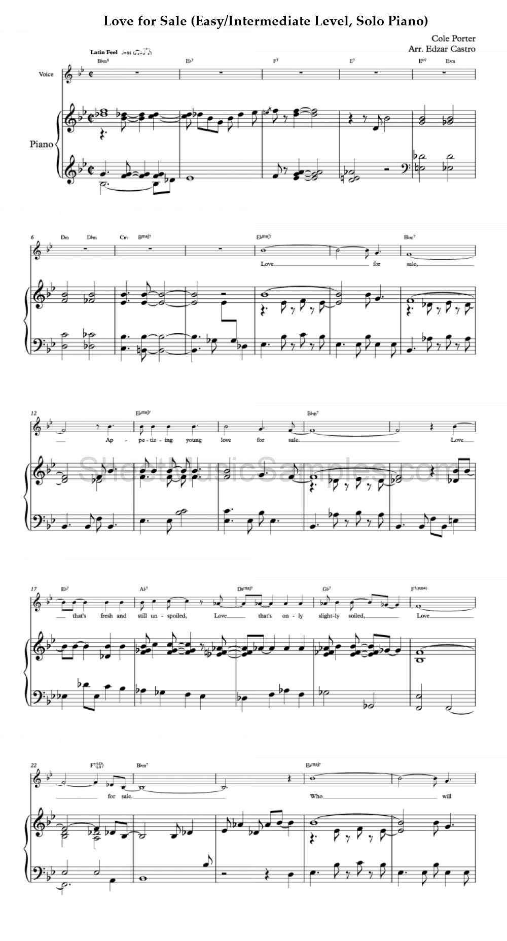 Love for Sale (Easy/Intermediate Level, Solo Piano)