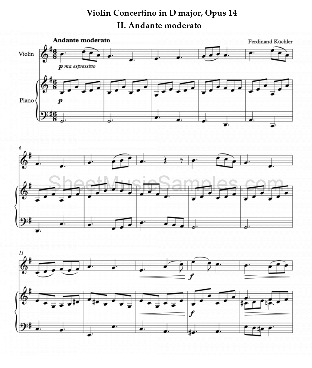 Violin Concertino in D major, Opus 14 - II. Andante moderato