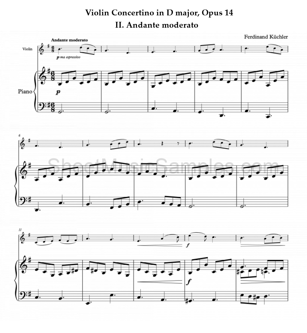 Violin Concertino in D major, Opus 14 - II. Andante moderato