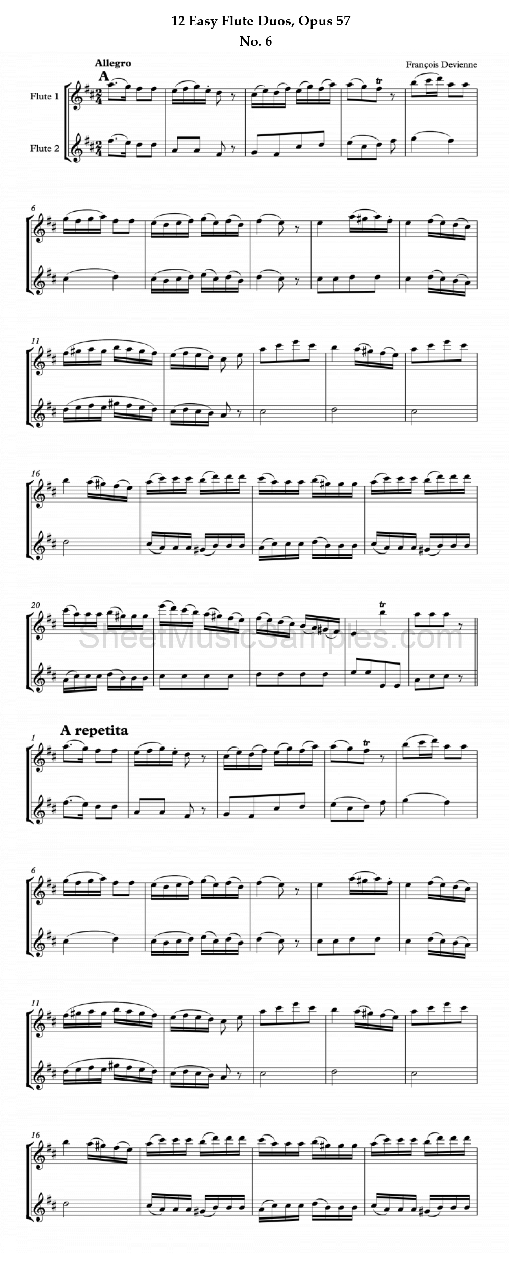 12 Easy Flute Duos, Opus 57 - No. 6