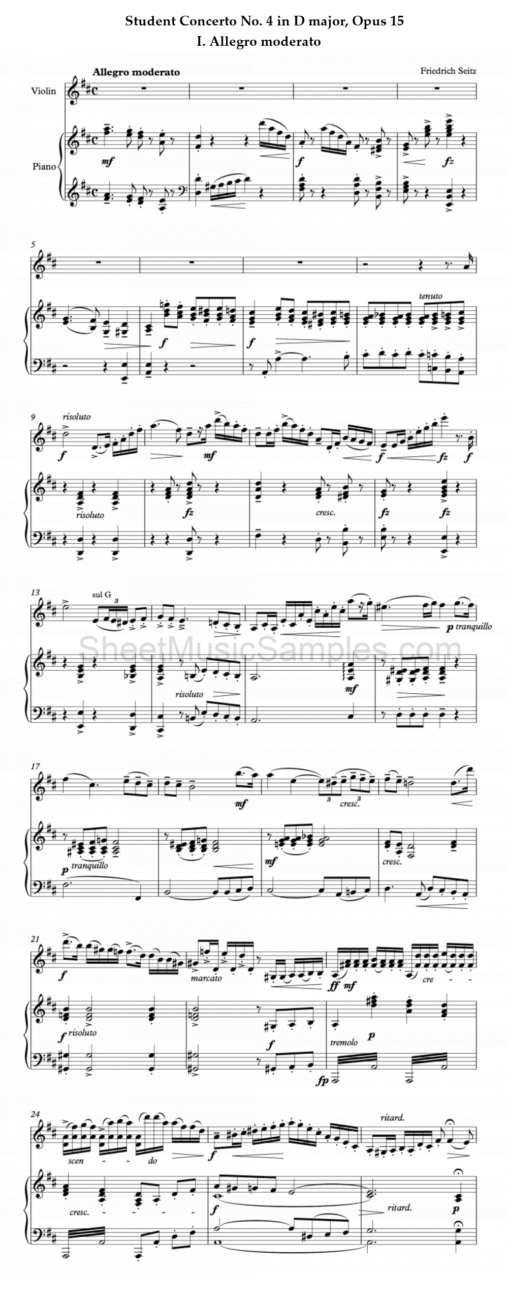 Student Concerto No. 4 in D major, Opus 15 - I. Allegro moderato