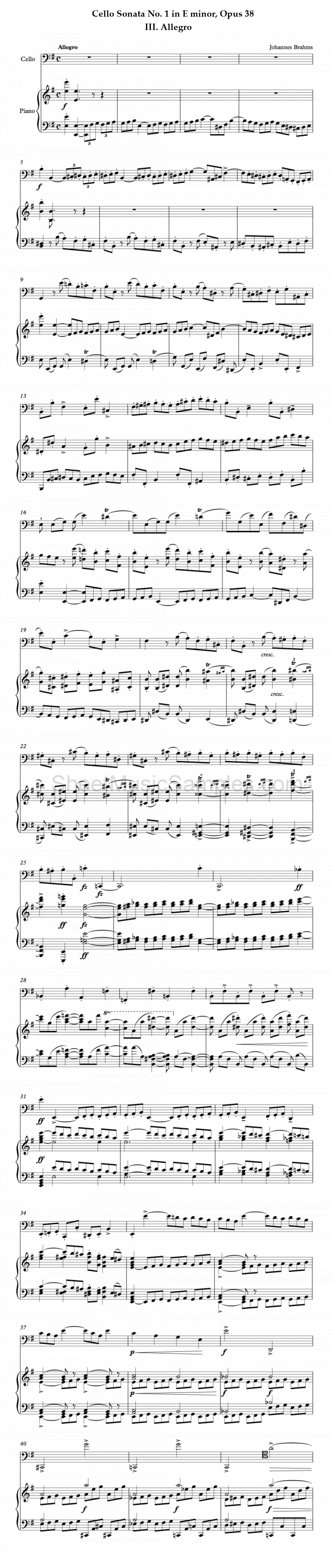 Cello Sonata No. 1 in E minor, Opus 38 - III. Allegro