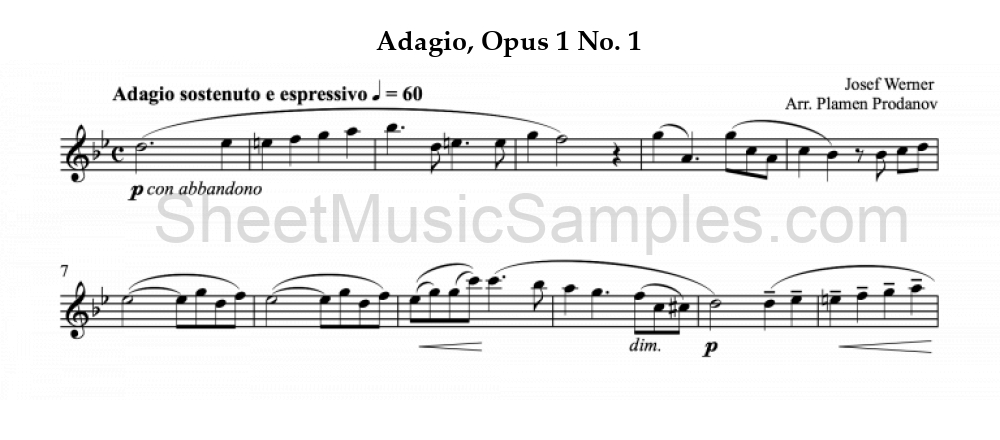 Adagio, Opus 1 No. 1