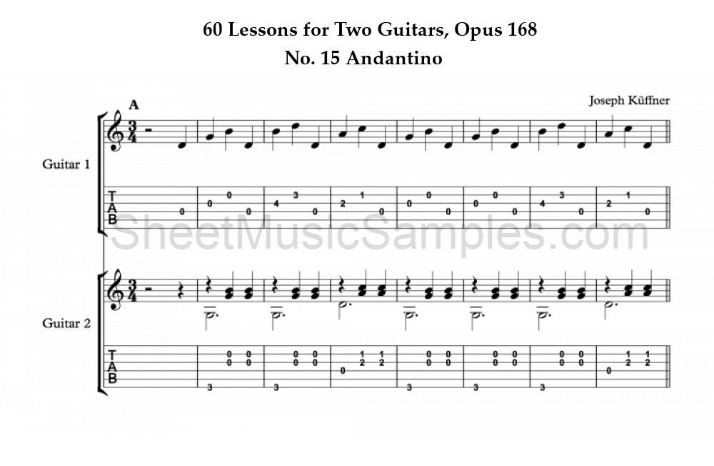 60 Lessons for Two Guitars, Opus 168 - No. 15 Andantino