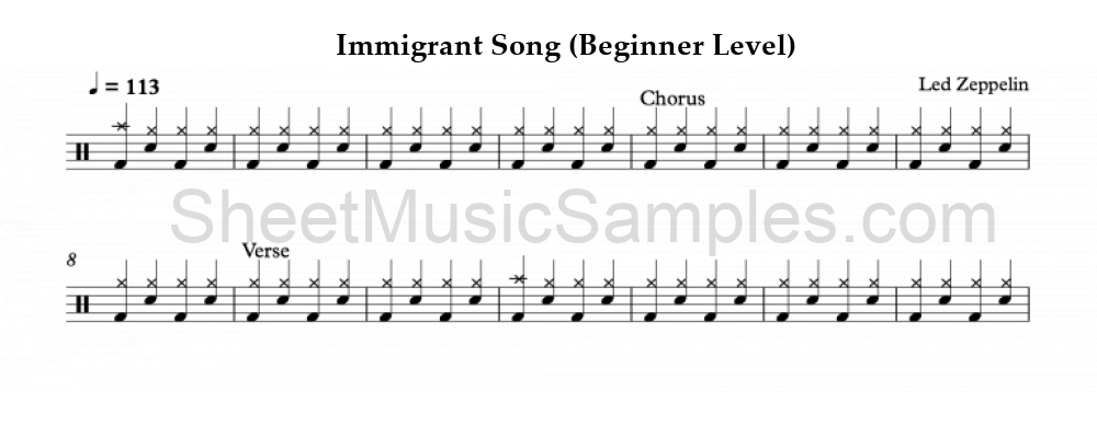 Immigrant Song (Beginner Level)