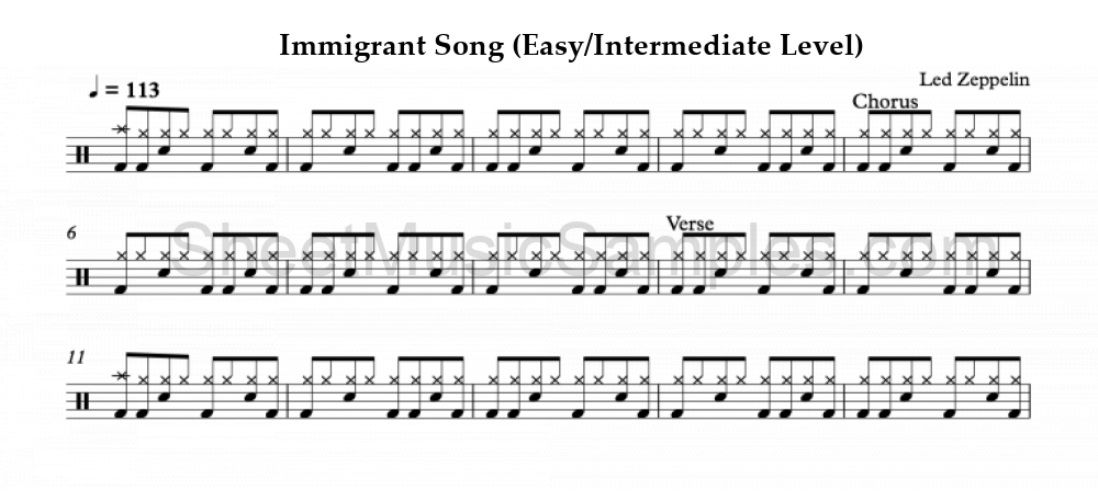 Immigrant Song (Easy/Intermediate Level)