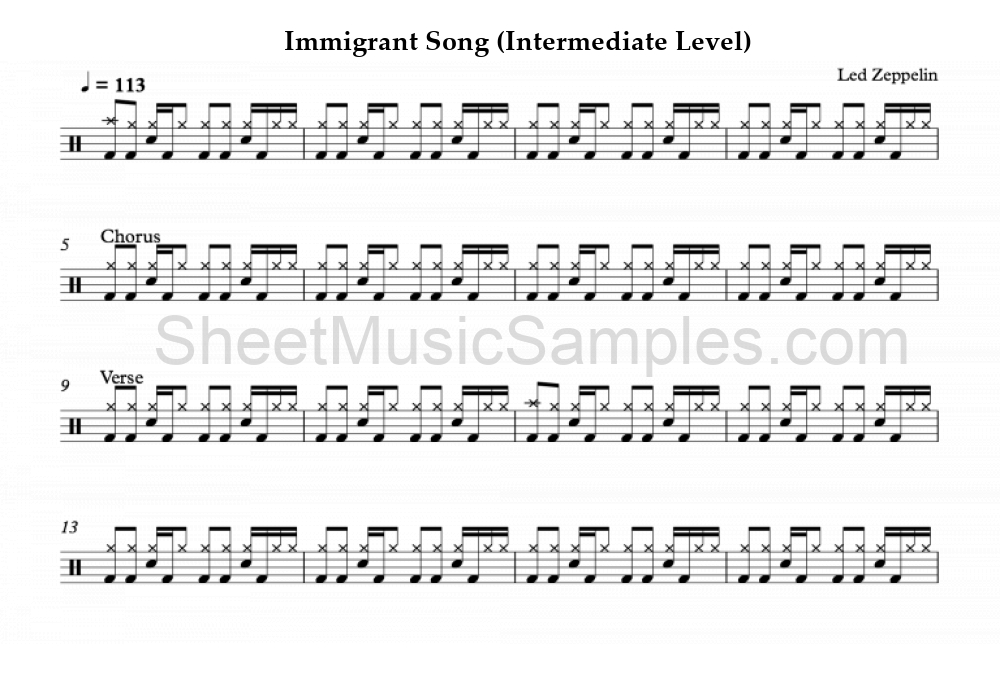 Immigrant Song (Intermediate Level)