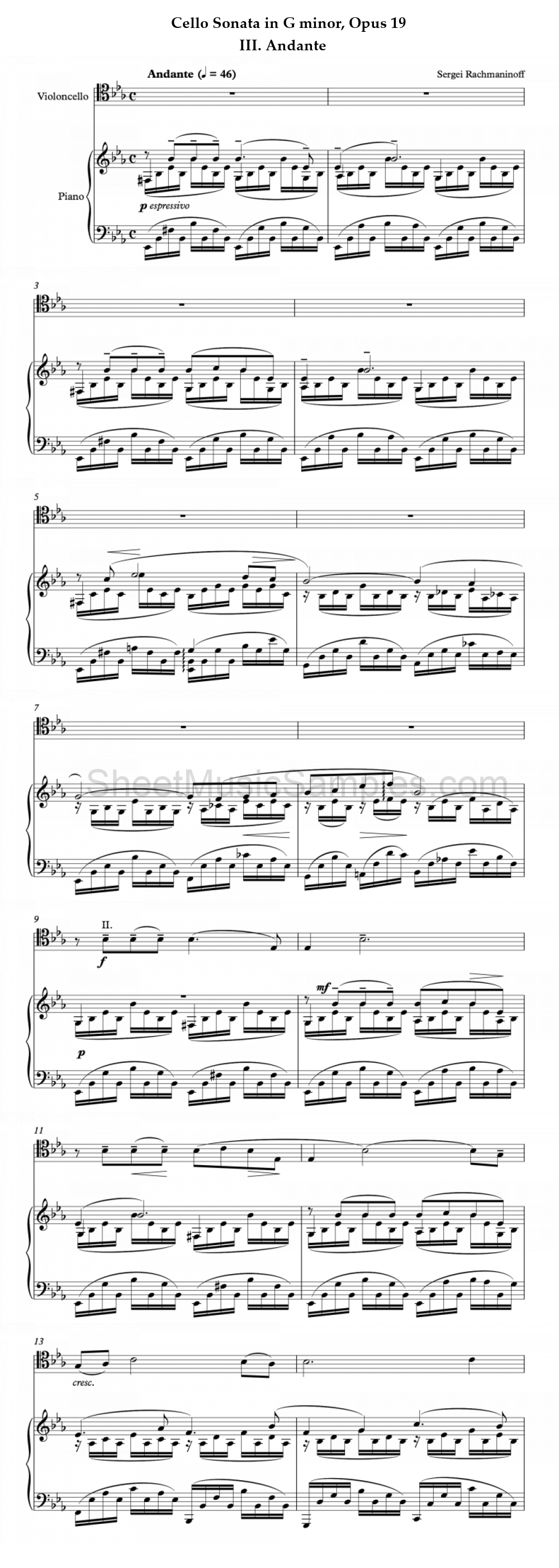 Cello Sonata in G minor, Opus 19 - III. Andante