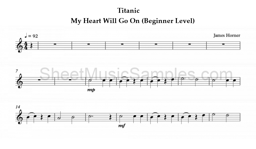 Titanic - My Heart Will Go On (Beginner Level)