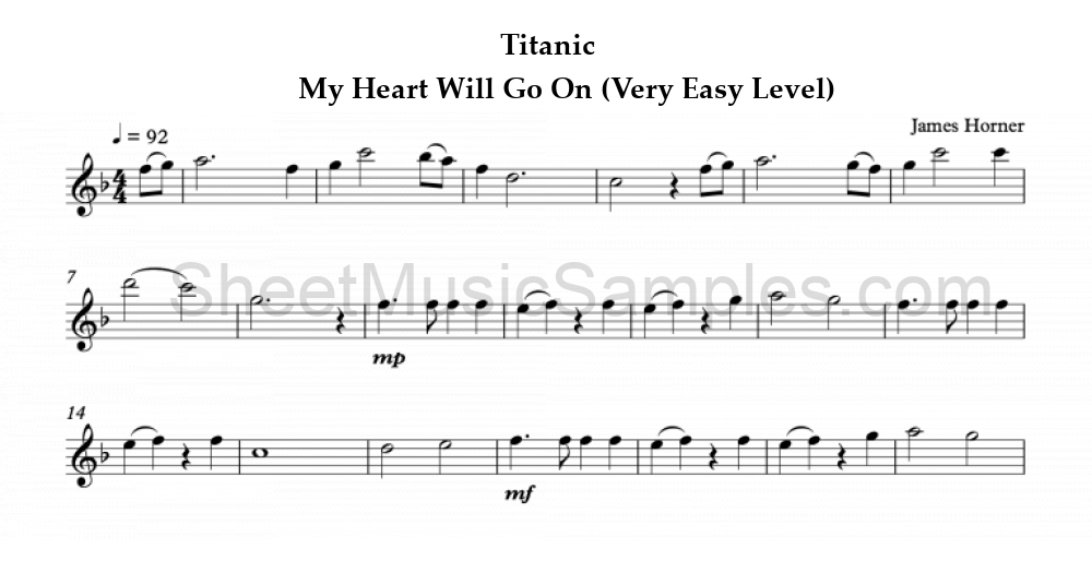 Titanic - My Heart Will Go On (Very Easy Level)