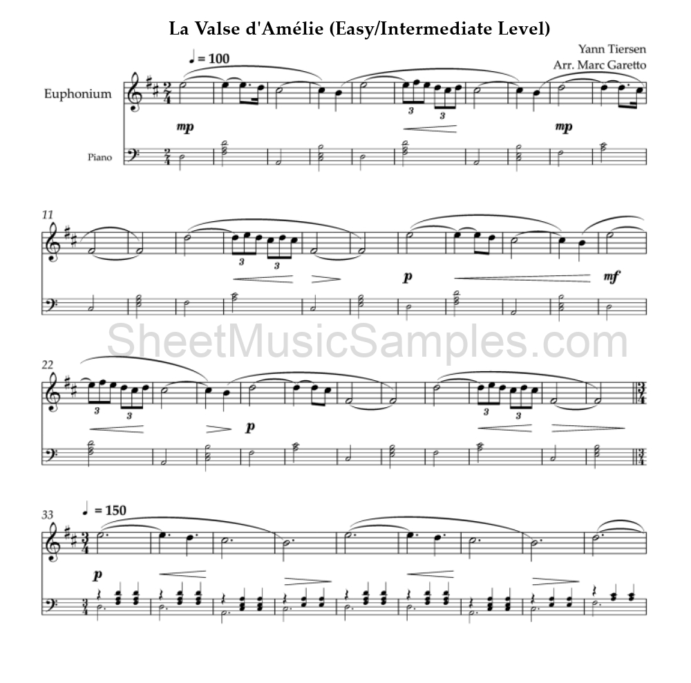 La Valse d'Amélie (Easy/Intermediate Level)