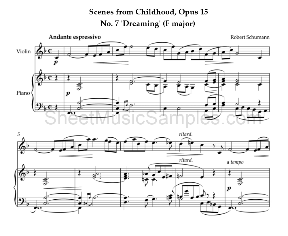 Scenes from Childhood, Opus 15 - No. 7 'Dreaming' (F major)