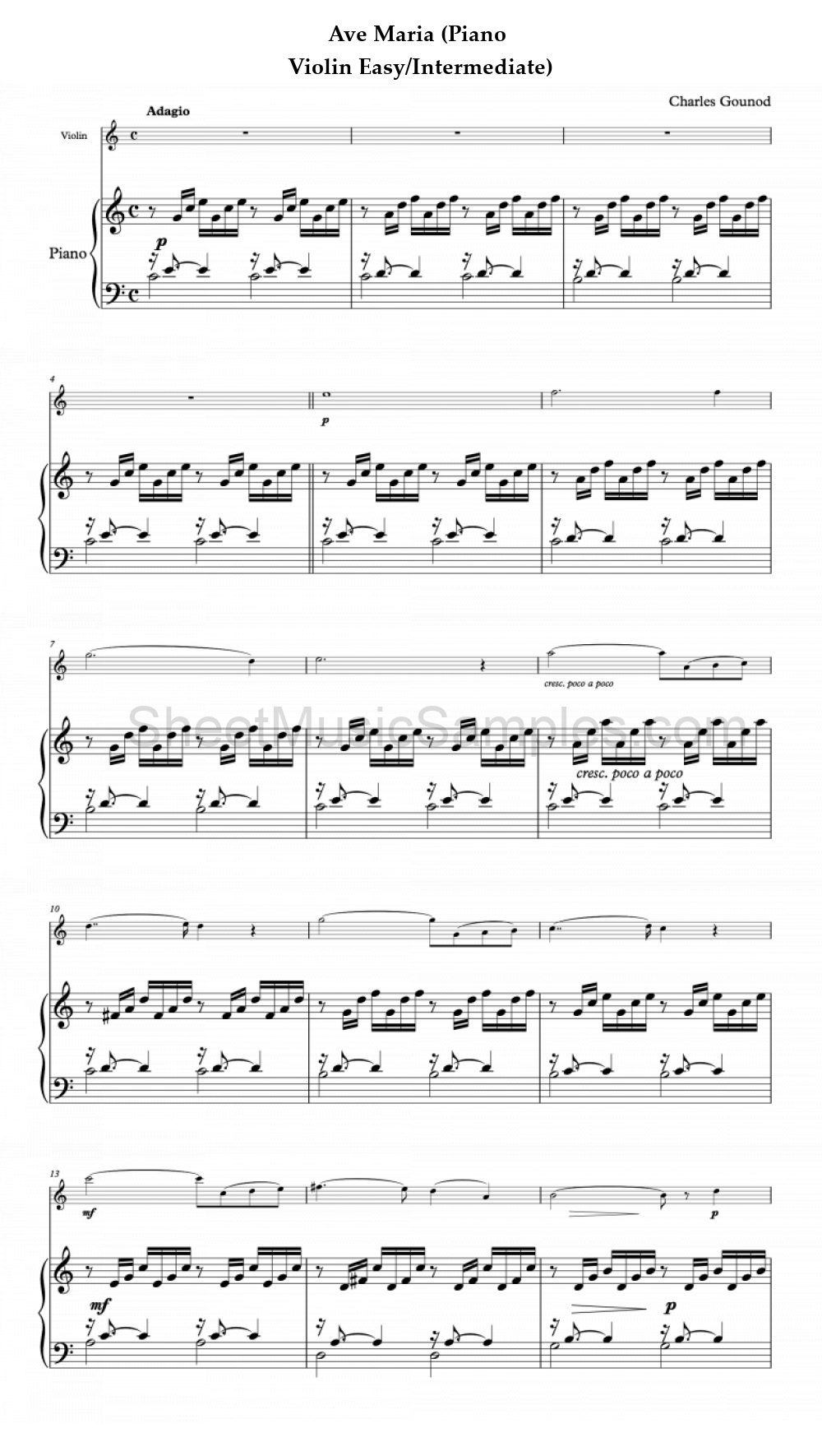 Ave Maria (Piano - Violin Easy/Intermediate)