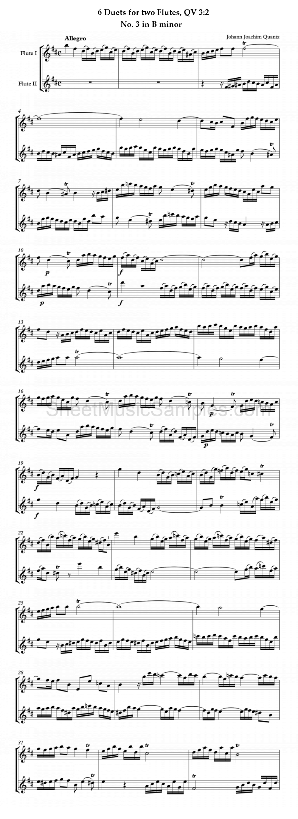 6 Duets for two Flutes, QV 3:2 - No. 3 in B minor