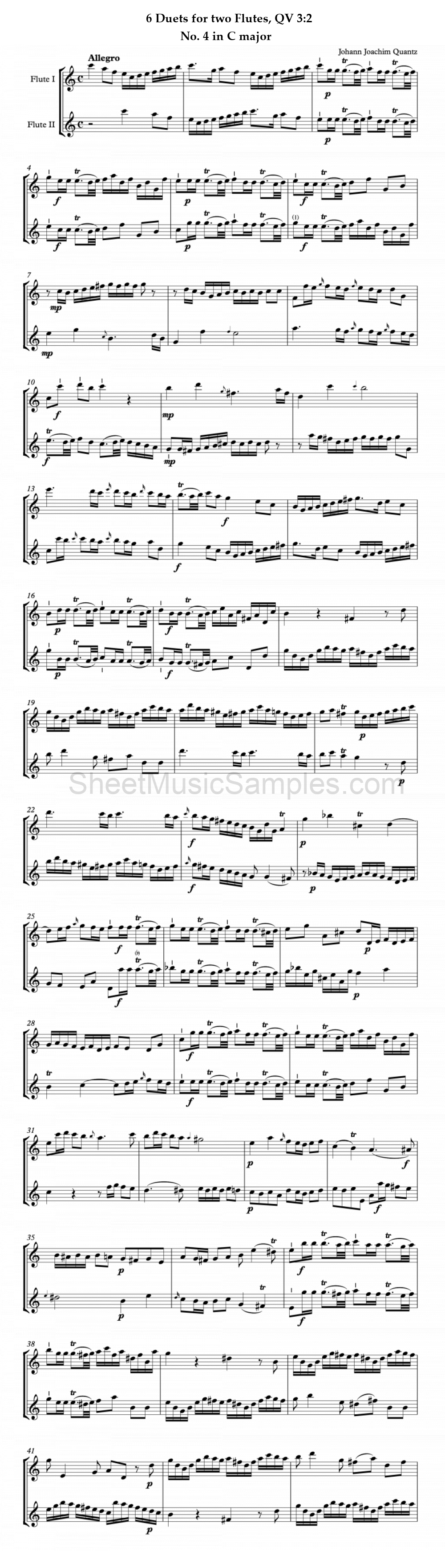 6 Duets for two Flutes, QV 3:2 - No. 4 in C major