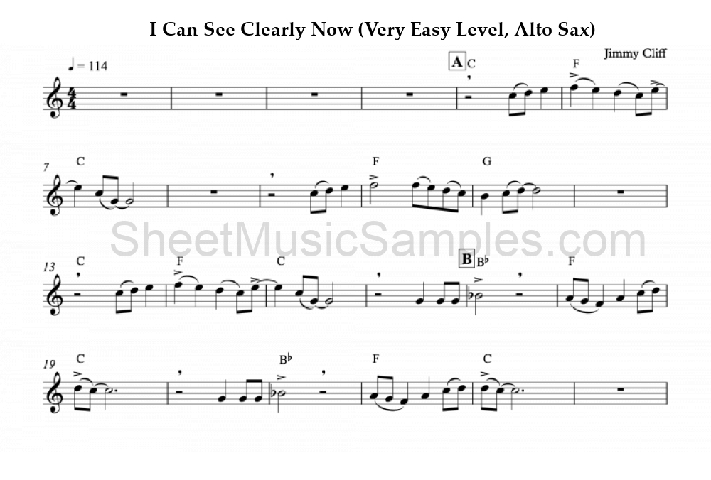 I Can See Clearly Now (Very Easy Level, Alto Sax)