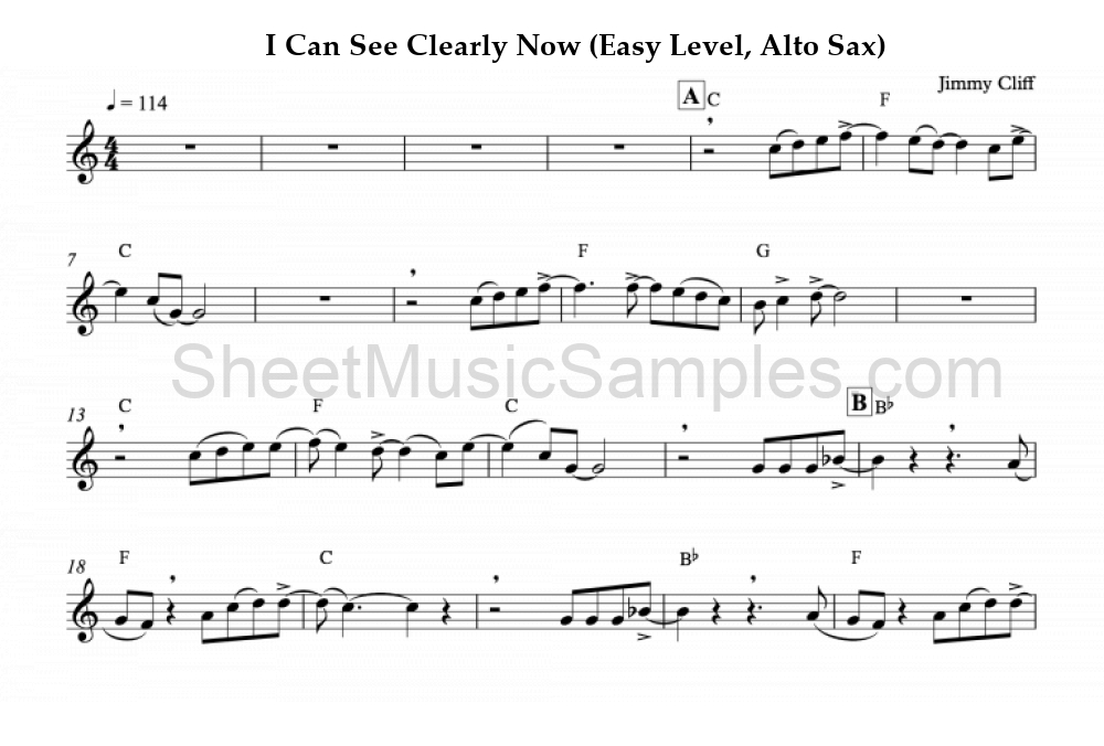 I Can See Clearly Now (Easy Level, Alto Sax)