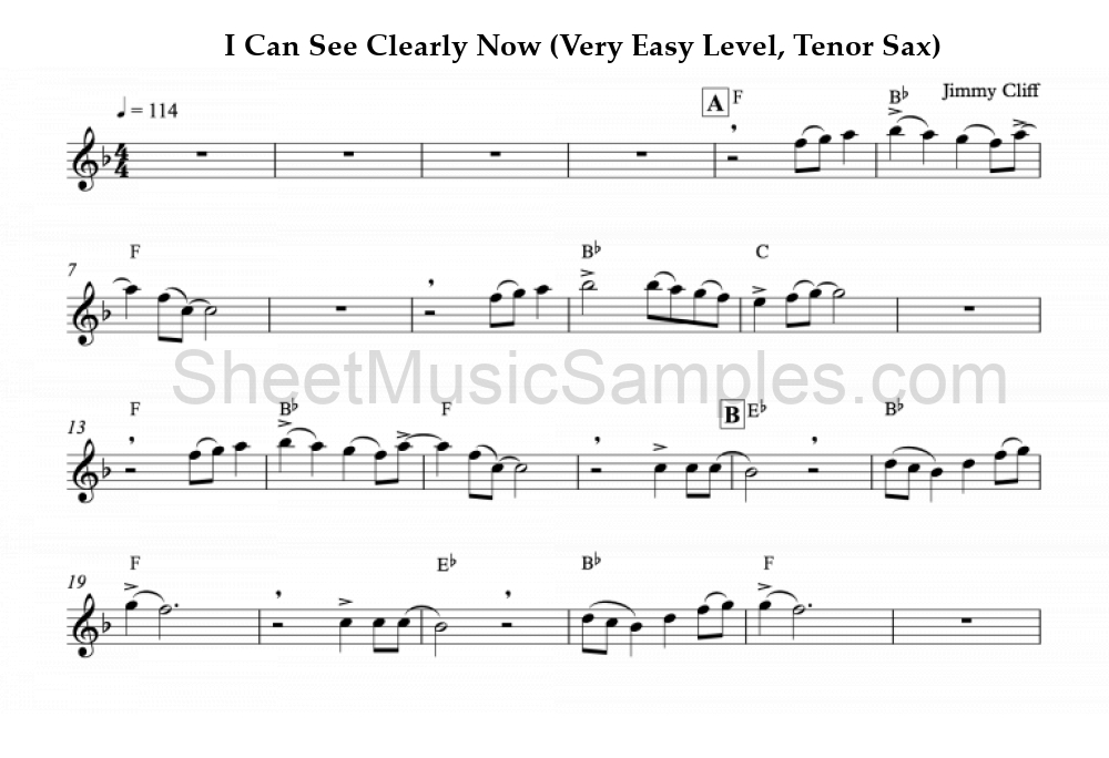 I Can See Clearly Now (Very Easy Level, Tenor Sax)