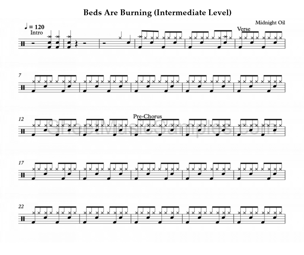 Beds Are Burning (Intermediate Level)