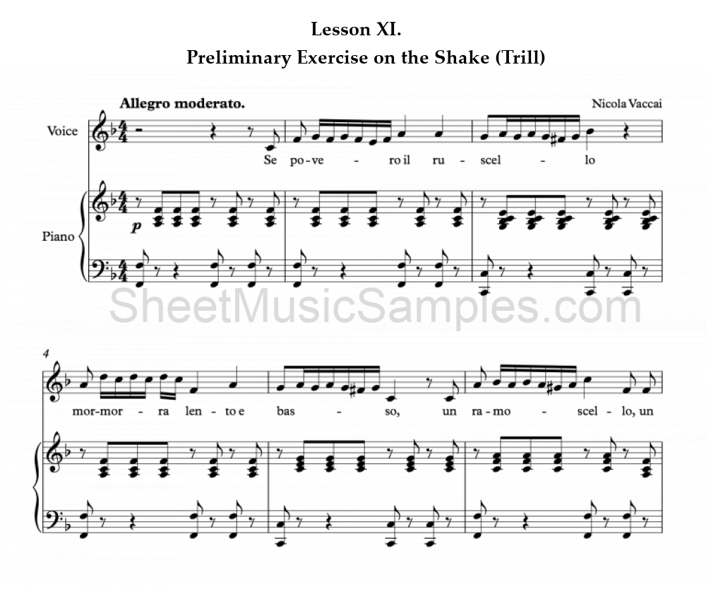 Lesson XI. - Preliminary Exercise on the Shake (Trill)