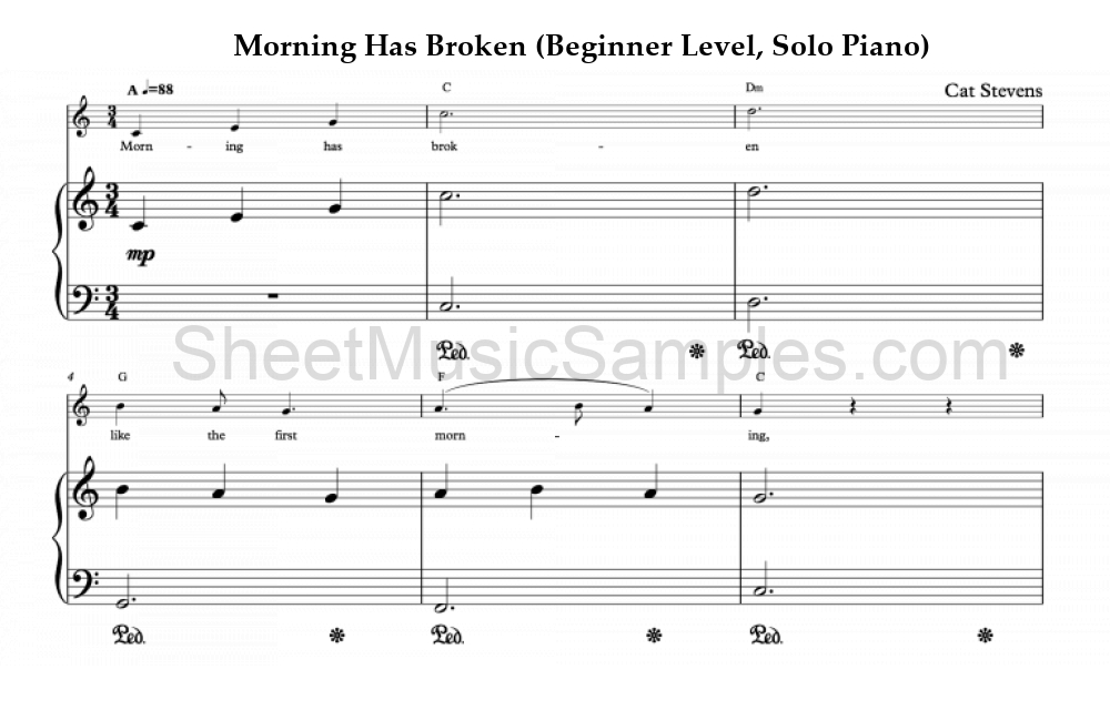 Morning Has Broken (Beginner Level, Solo Piano)