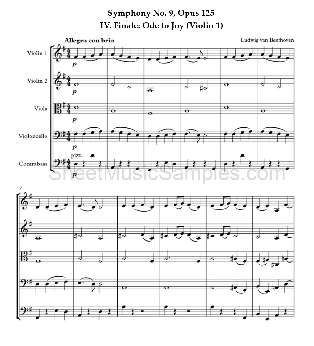 Symphony No. 9, Opus 125 - IV. Finale: Ode to Joy (Violin 1)