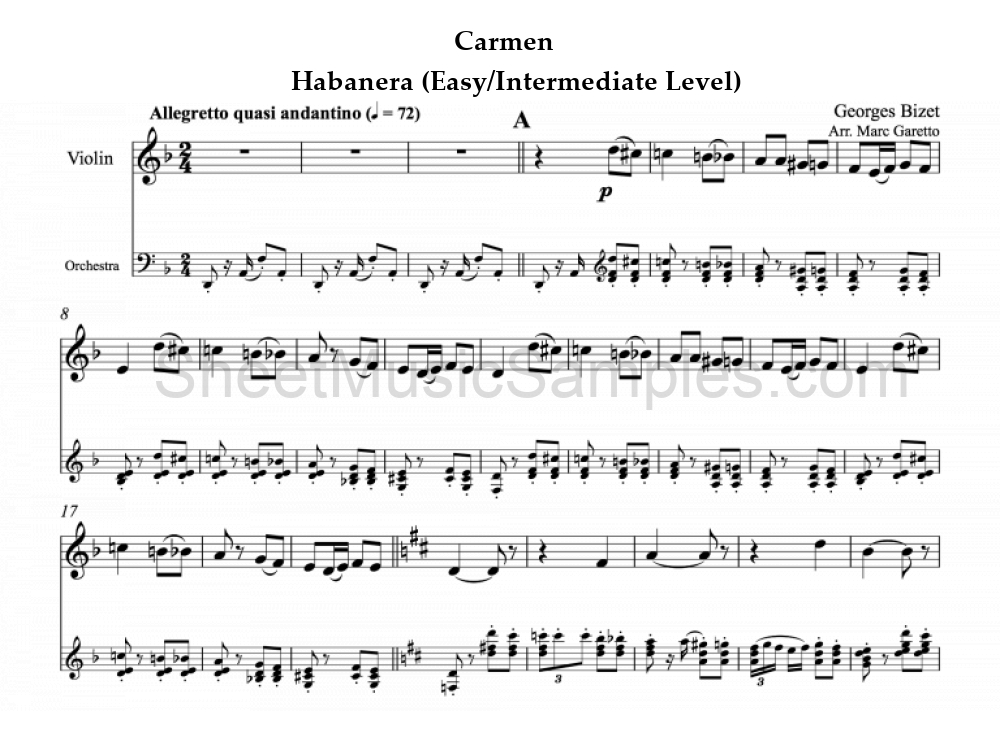 Carmen - Habanera (Easy/Intermediate Level)