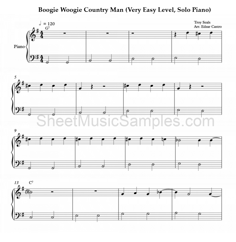 Boogie Woogie Country Man (Very Easy Level, Solo Piano)