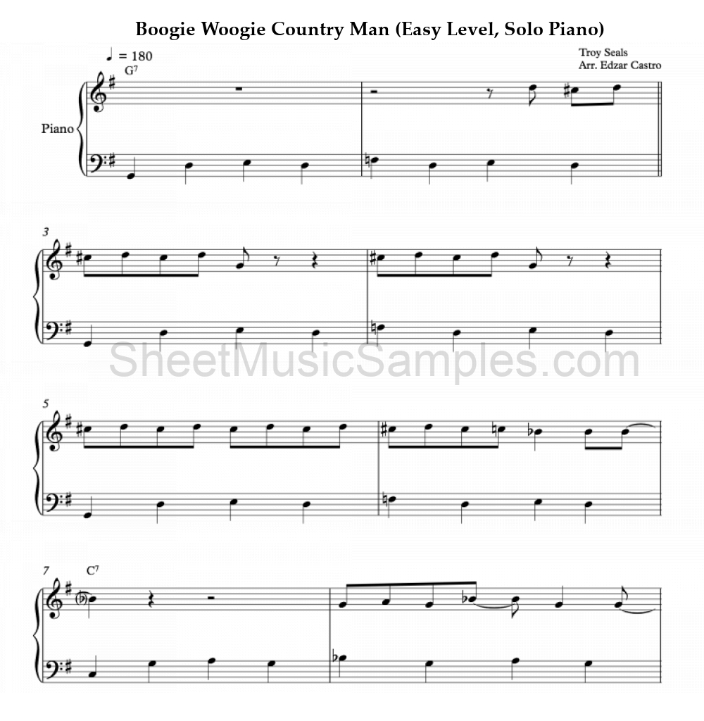 Boogie Woogie Country Man (Easy Level, Solo Piano)