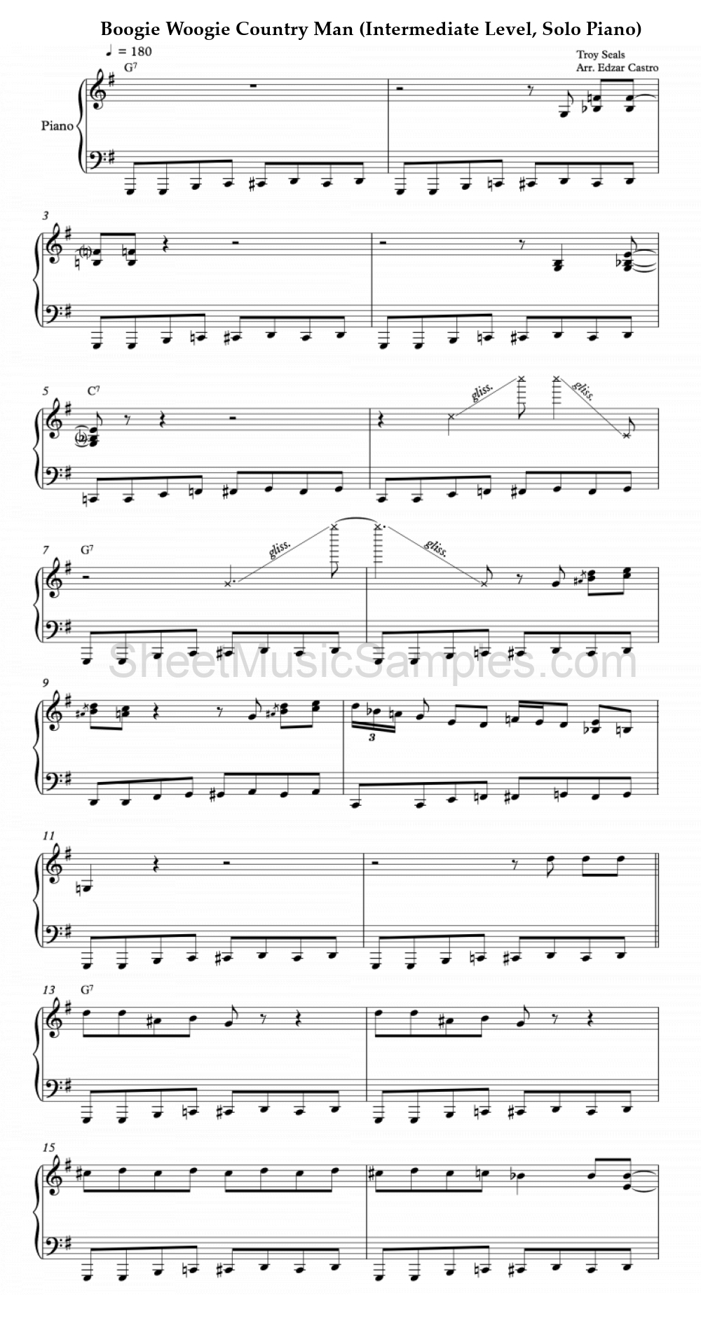 Boogie Woogie Country Man (Intermediate Level, Solo Piano)