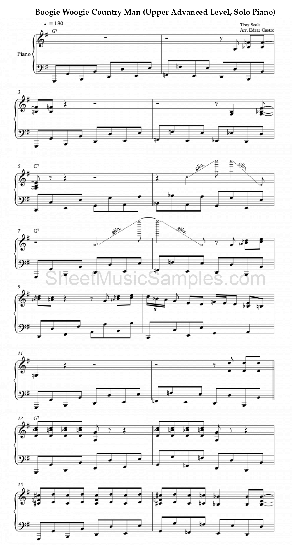 Boogie Woogie Country Man (Upper Advanced Level, Solo Piano)