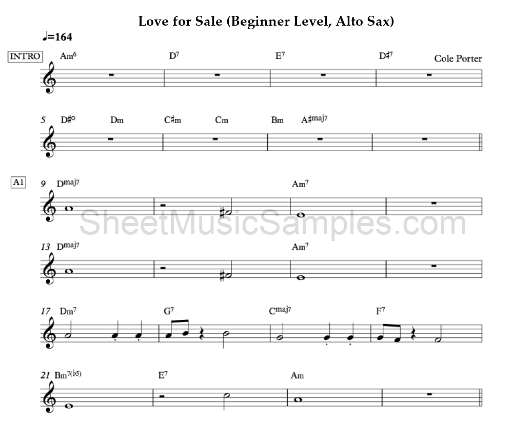 Love for Sale (Beginner Level, Alto Sax)