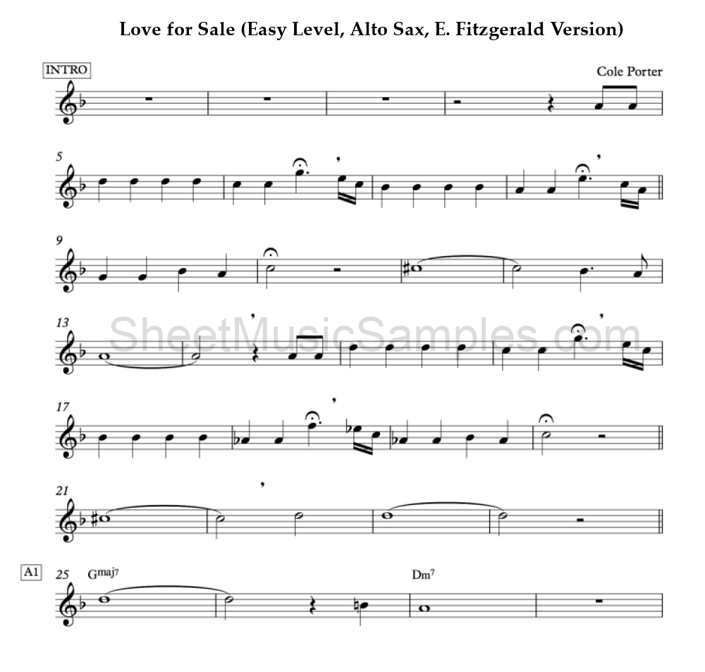 Love for Sale (Easy Level, Alto Sax, E. Fitzgerald Version)