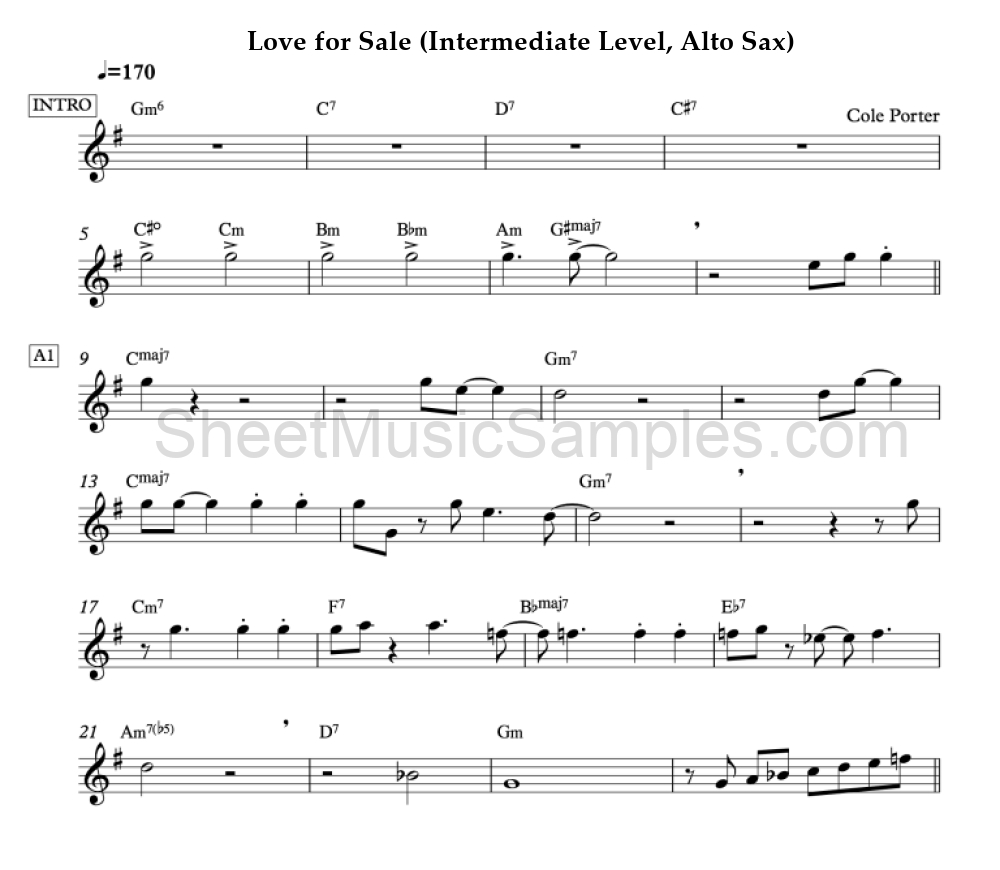 Love for Sale (Intermediate Level, Alto Sax)