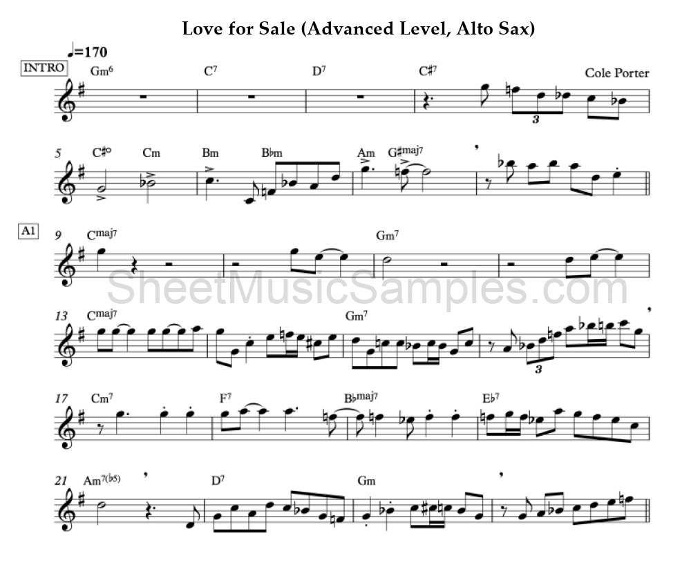 Love for Sale (Advanced Level, Alto Sax)