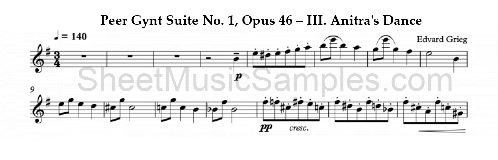 Peer Gynt Suite No. 1, Opus 46 – III. Anitra's Dance