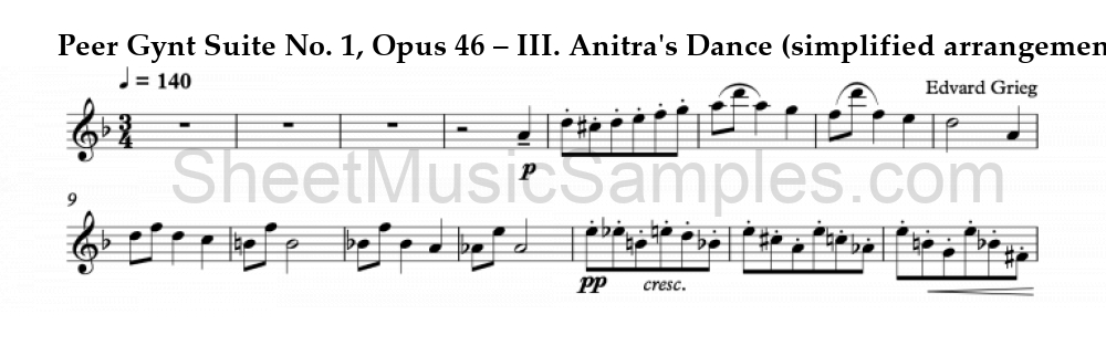 Peer Gynt Suite No. 1, Opus 46 – III. Anitra's Dance (simplified arrangement)