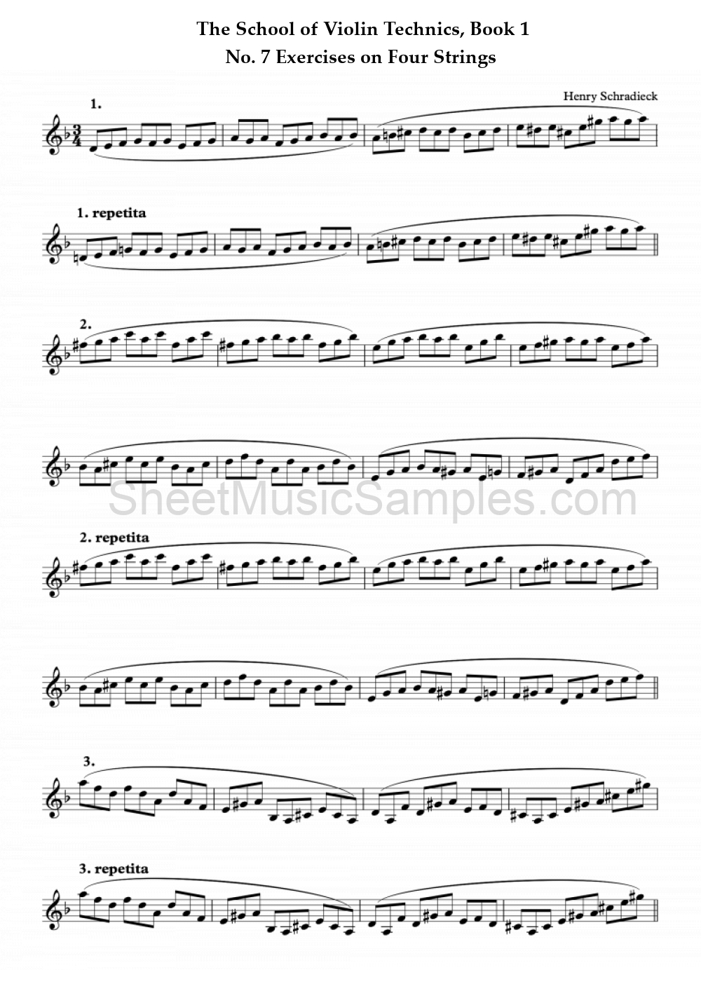 The School of Violin Technics, Book 1 - No. 7 Exercises on Four Strings