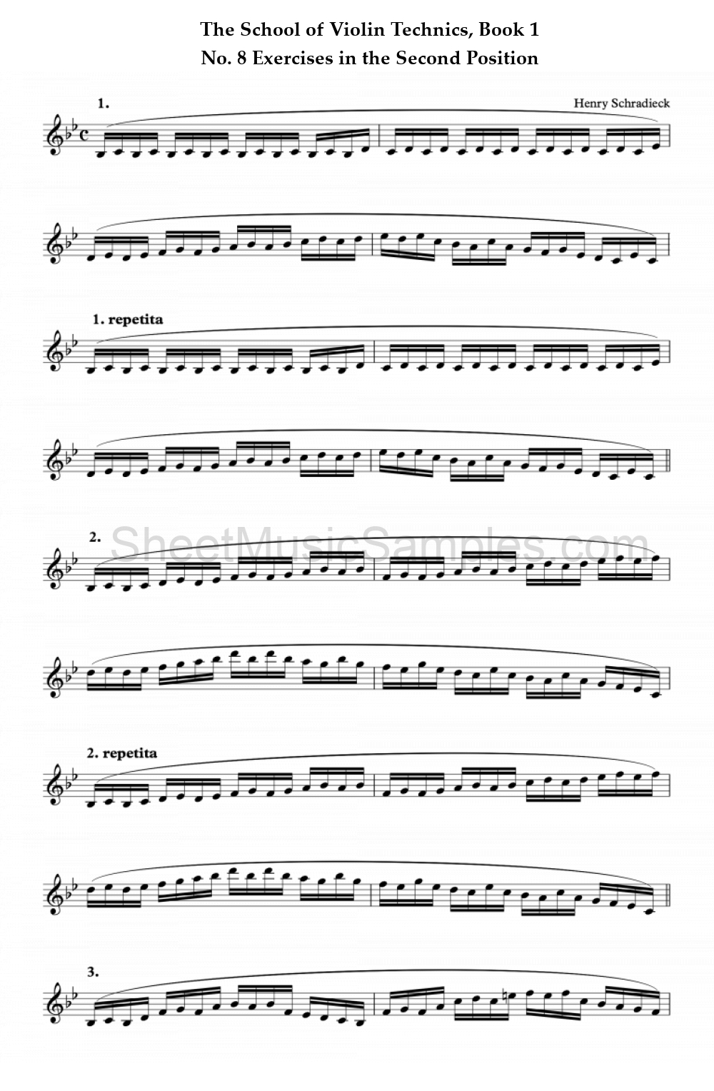 The School of Violin Technics, Book 1 - No. 8 Exercises in the Second Position