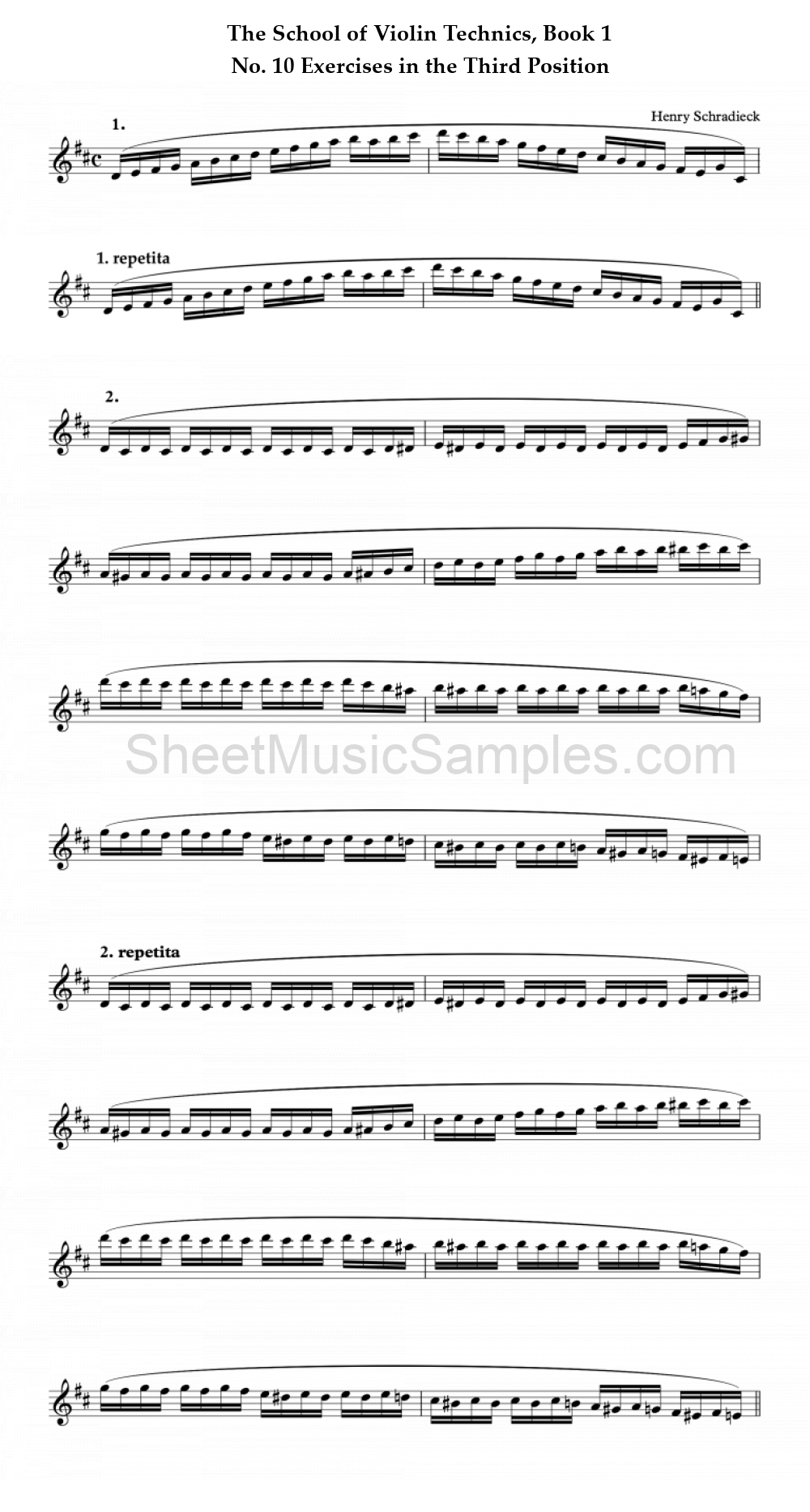 The School of Violin Technics, Book 1 - No. 10 Exercises in the Third Position