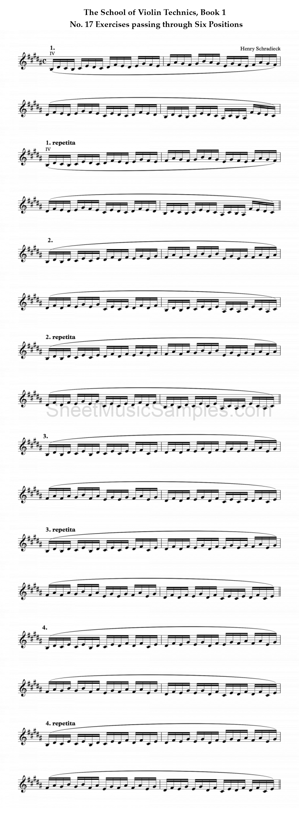 The School of Violin Technics, Book 1 - No. 17 Exercises passing through Six Positions